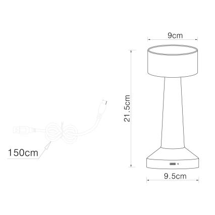 Globo - Candeeiro de mesa tátil LED com regulação LED/1W/3,7V 2700K/4000K/6500K 800 mAh USB cromado mate