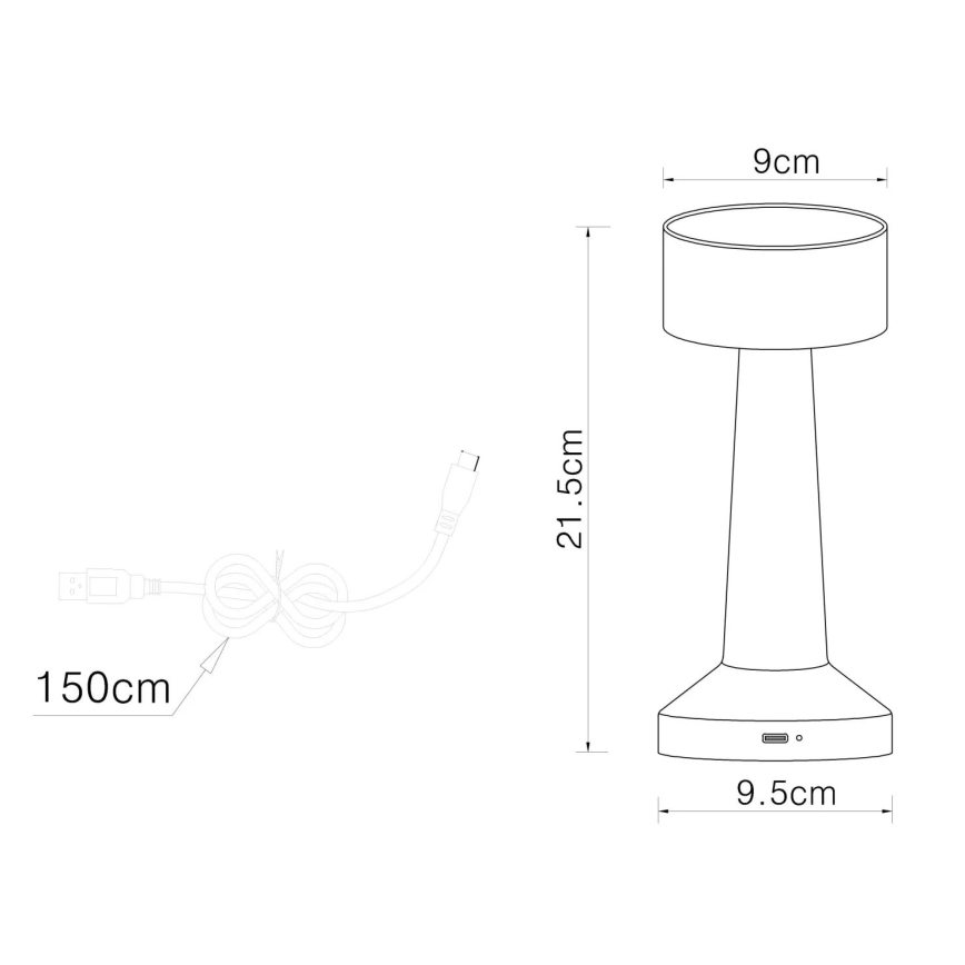 Globo - Candeeiro de mesa tátil LED com regulação LED/1W/3,7V 2700K/4000K/6500K 800 mAh USB cromado mate