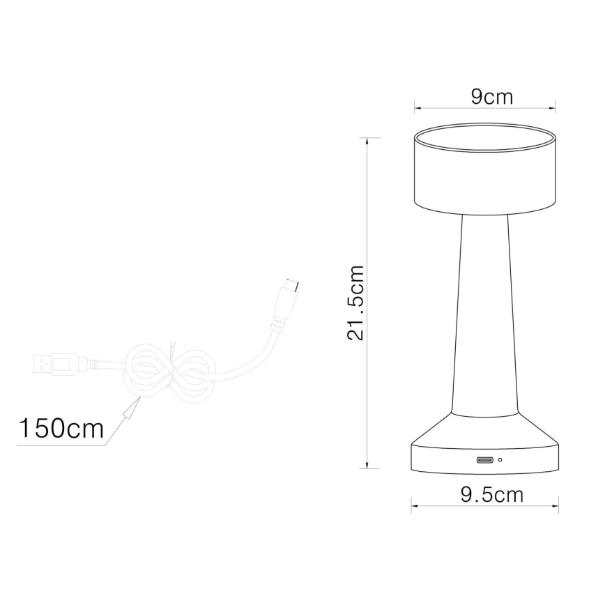 Globo - Candeeiro de mesa táctil LED com regulação LED/1W/3,7V 2700K/4000K/6500K 800 mAh USB branco