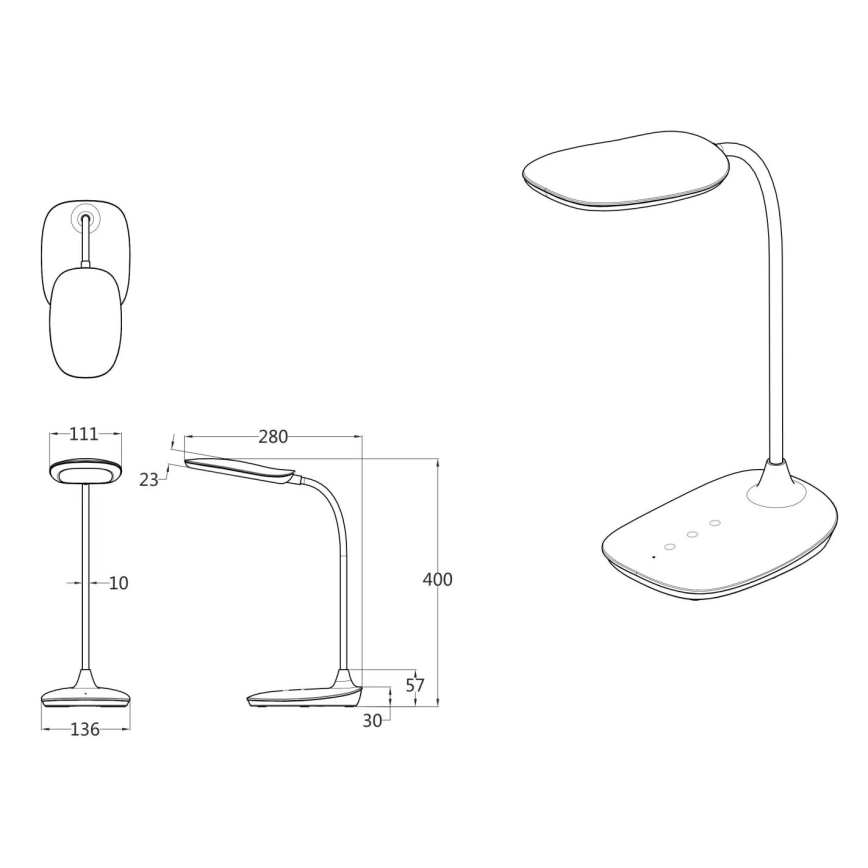 Globo - Candeeiro de mesa táctil LED com regulação LED/9W/230V 3000K/4000K/6500K CRI 90 preto