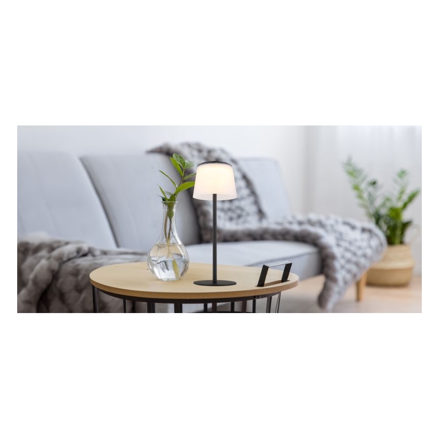Globo - Candeeiro de mesa para exterior LED tátil e regulável LED/1,8W/5V IP44 1800 mAh preto/branco