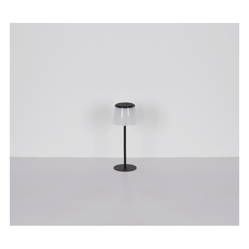 Globo - Candeeiro de mesa para exterior LED tátil e regulável LED/1,8W/5V IP44 1800 mAh preto/branco