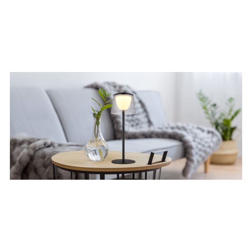 Globo - Candeeiro de mesa para exterior LED tátil e regulável  LED/1,8W/5V IP44 1800 mAh preto/fumado