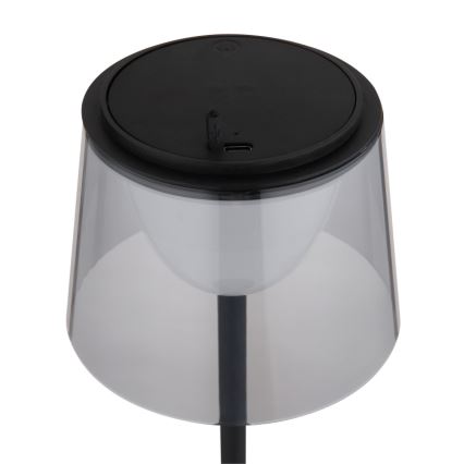 Globo - Candeeiro de mesa para exterior LED tátil e regulável  LED/1,8W/5V IP44 1800 mAh preto/fumado