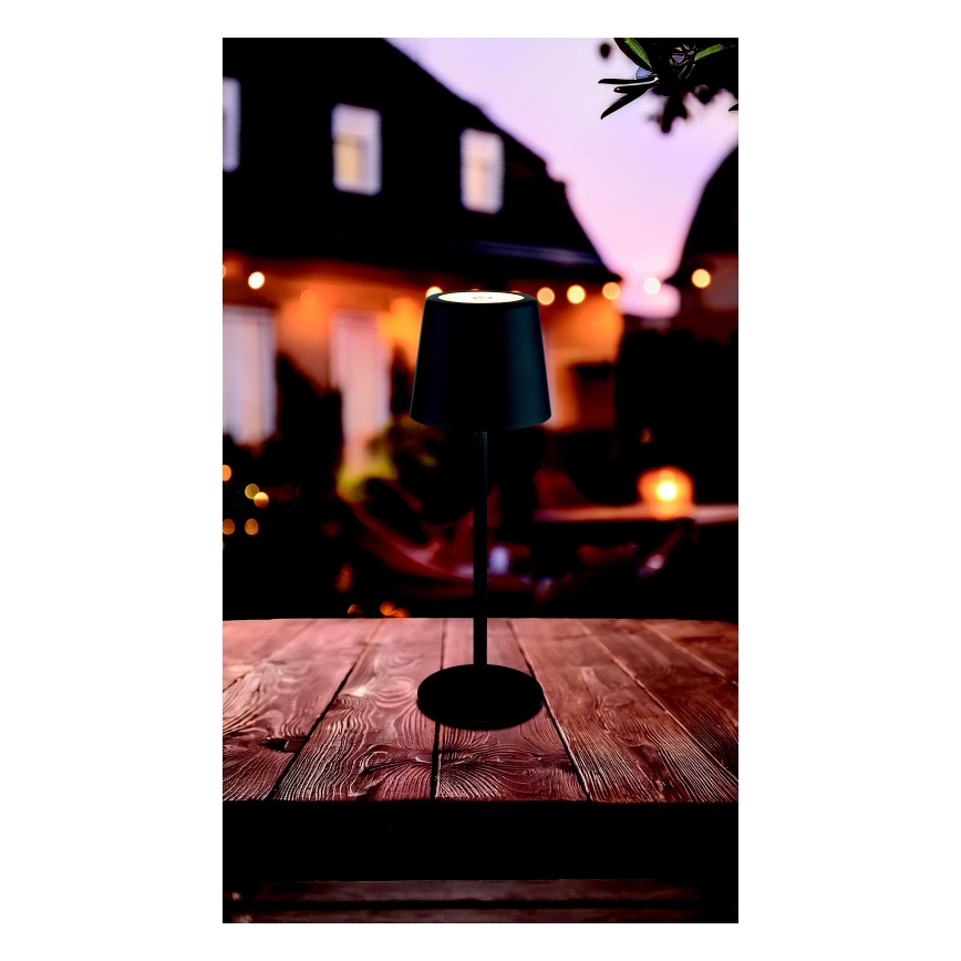 Globo - Candeeiro de mesa LED tátil para exterior flexível com regulação LED/2W/5V 3000/4000/6000K 2200 mAh IP44 preto