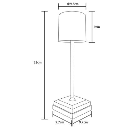 Globo - Lâmpada de Mesa LED Dimerizável Recarregável com Toque LED/1,5W/5V 2200 mAh preta