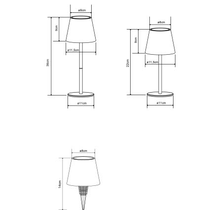 Globo - Lâmpada de mesa exterior LED recarregável com controlo tátil e regulável LED/3W/5V 3000/4000/5000K IP54 1800 mAh