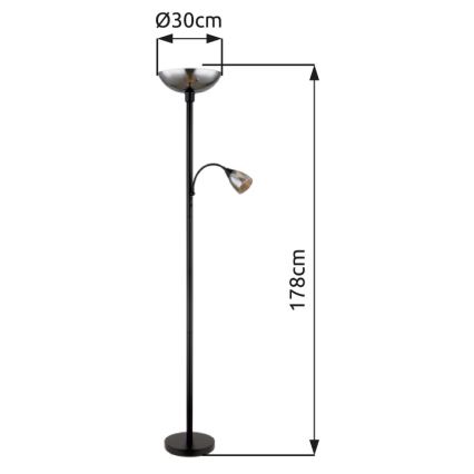 Globo - Candeeiro de chão 1xE27/60W/230V + 1xE14/40W