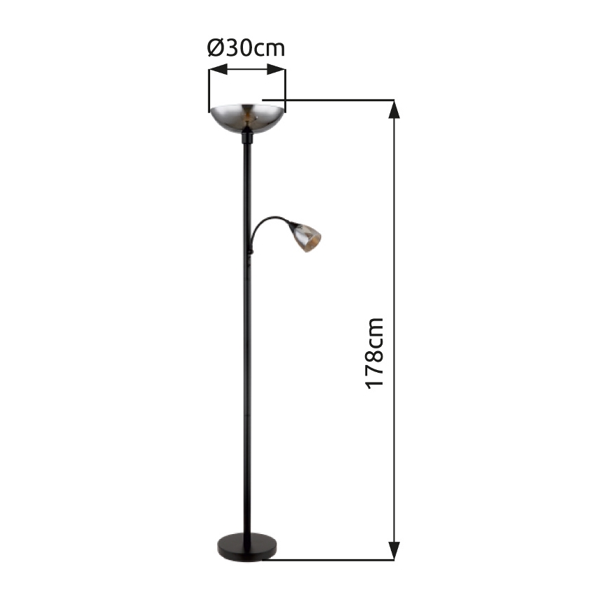 Globo - Candeeiro de chão 1xE27/60W/230V + 1xE14/40W