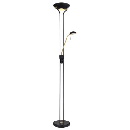 Globo - Candeeiro de chão LED com regulação LED/20W/230V + LED/5,5W 3000K preto/dourado