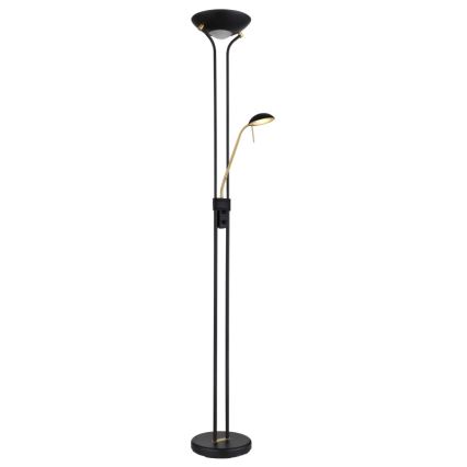 Globo - Candeeiro de chão LED com regulação LED/20W/230V + LED/5,5W 3000K preto/dourado