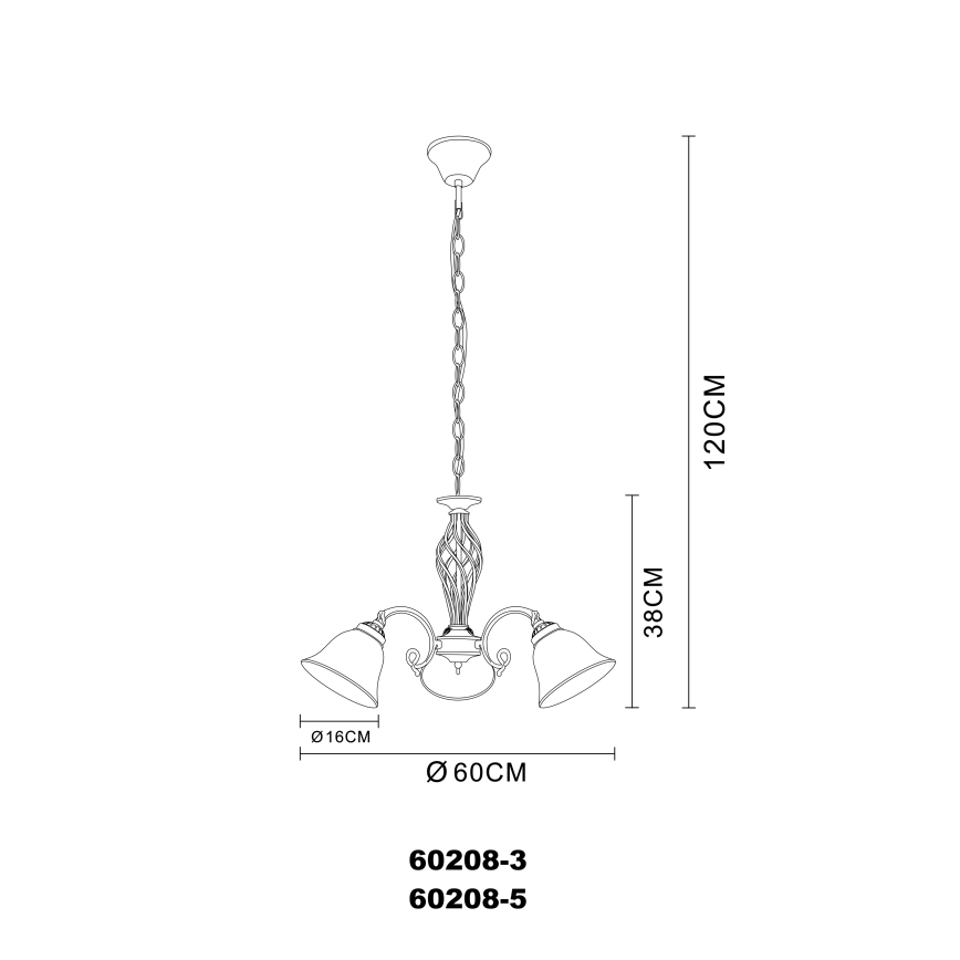 Globo - Candeeiro numa corrente 3xE27/60W/230V