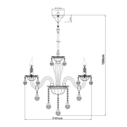 Globo - Candelabro numa corrente 3xE14/40W/230V