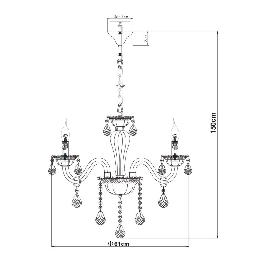 Globo - Candelabro numa corrente 3xE14/40W/230V