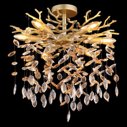 Globo - Lustre suspenso com haste 6xE14/40W/230V dourado