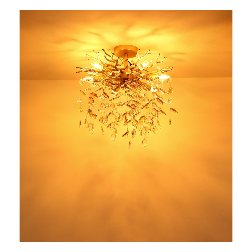 Globo - Lustre suspenso com haste 6xE14/40W/230V dourado