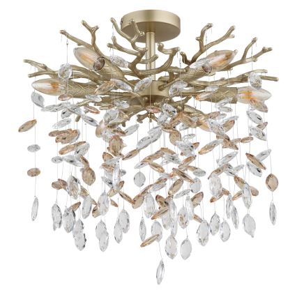 Globo - Lustre suspenso com haste 6xE14/40W/230V dourado