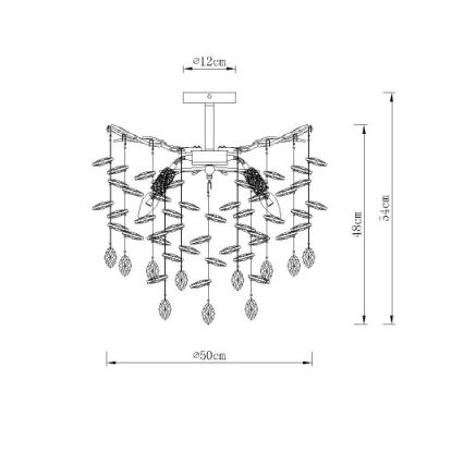 Globo - Lustre suspenso com haste 6xE14/40W/230V dourado
