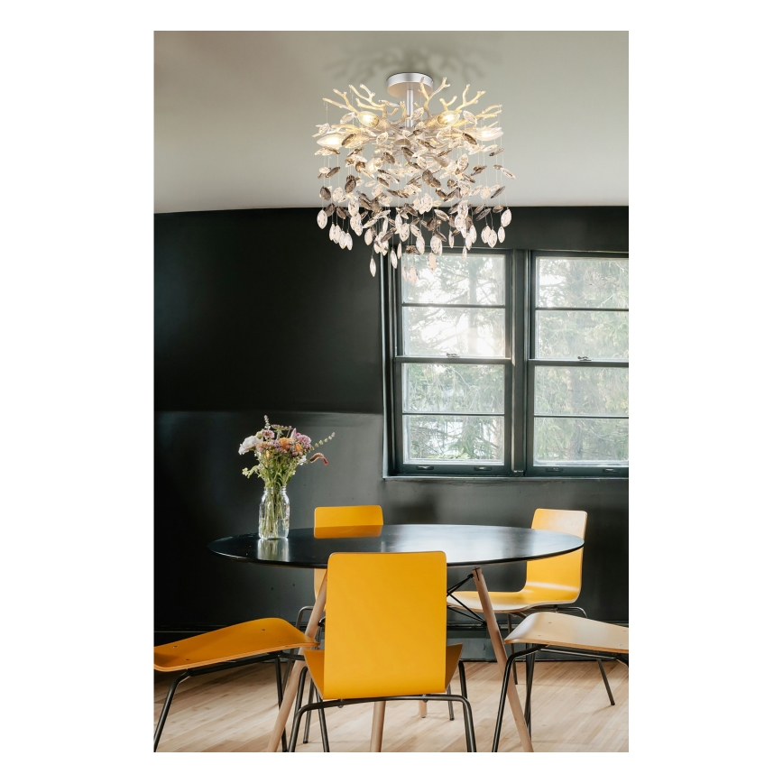 Globo - Lustre de haste 6xE14/40W/230V prateado