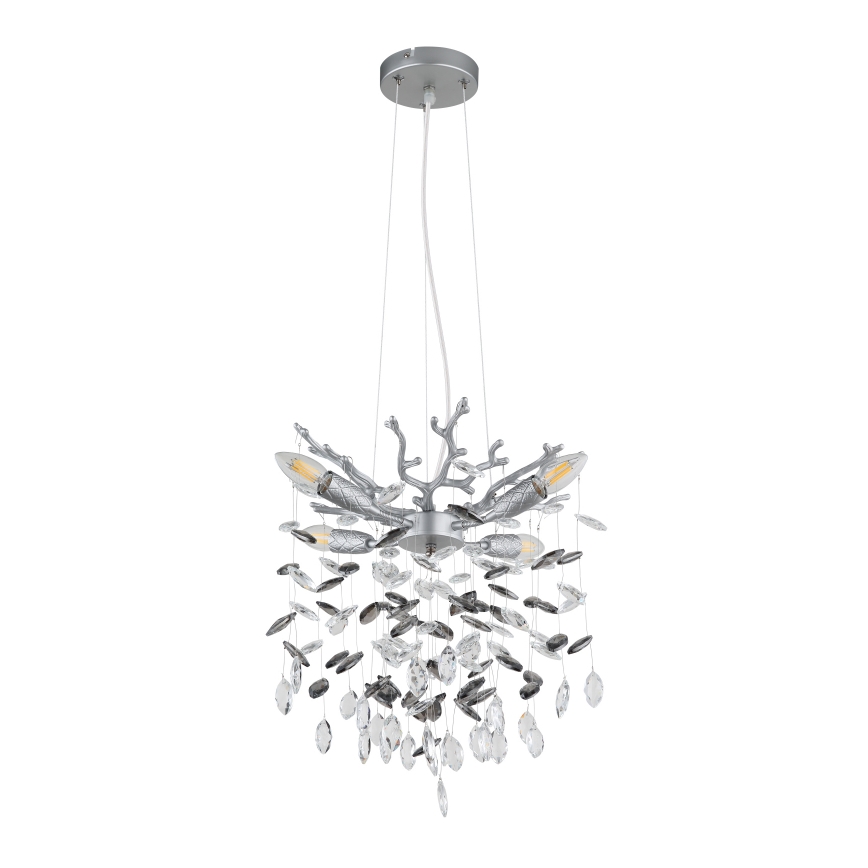 Globo - Lustre pendente com cabo 4xE14/40W/230V prateado