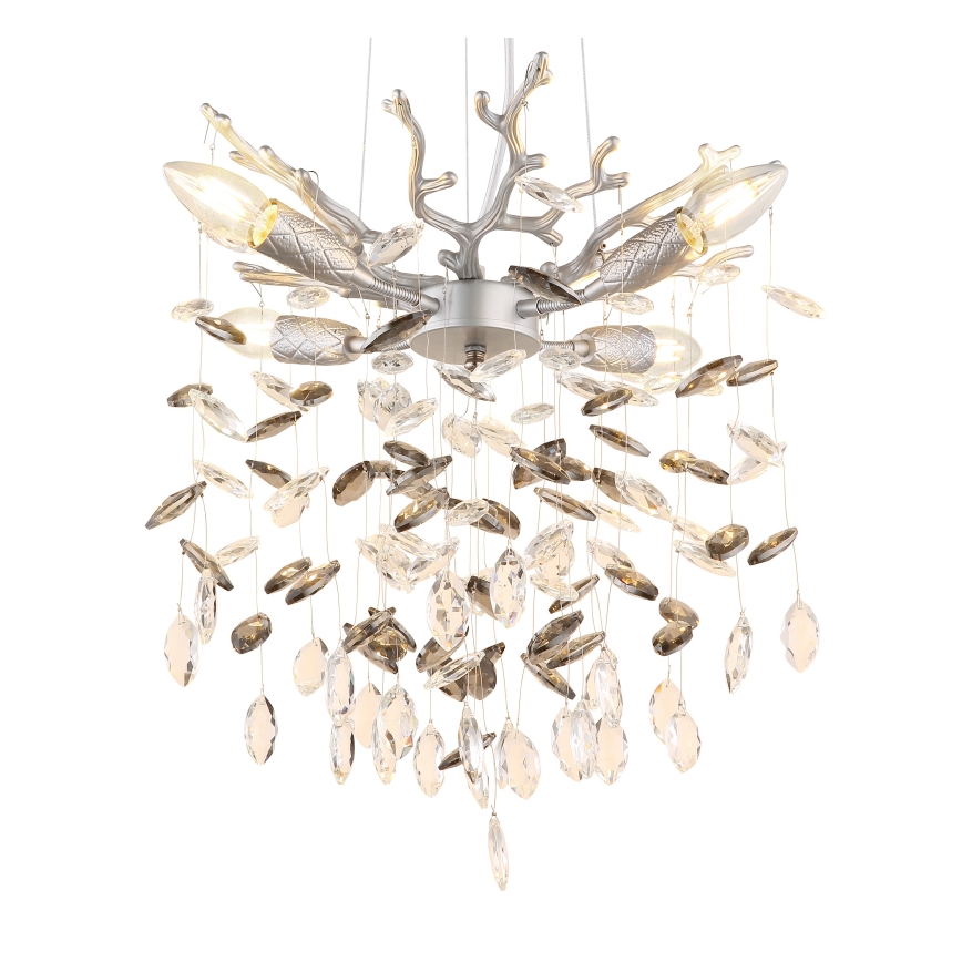 Globo - Lustre pendente com cabo 4xE14/40W/230V prateado