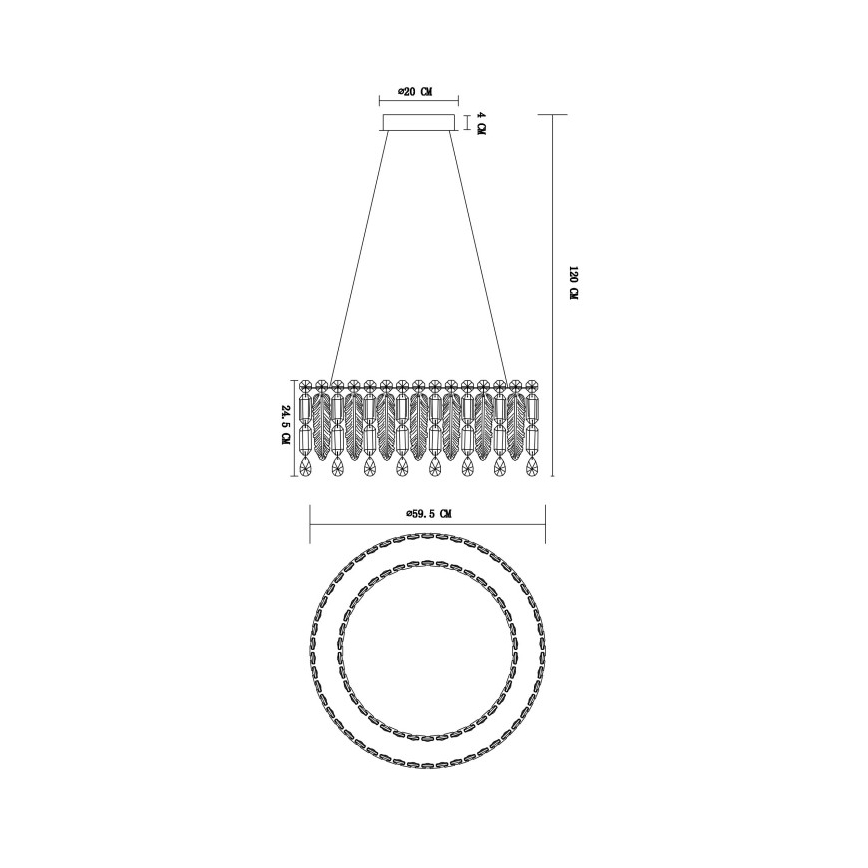 Globo - Lustre pendente em cabo LED/58W/230V 2700-6000K + comando remoto