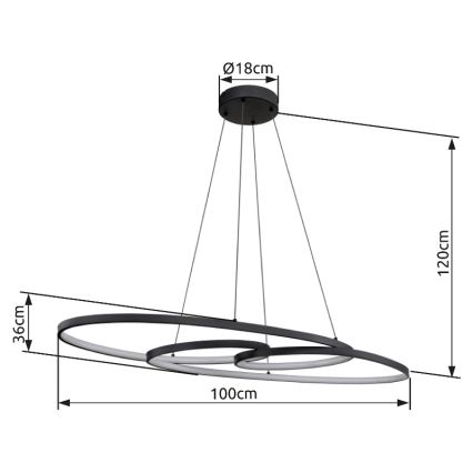 Globo - Lustre LED suspenso em cabo LED/39W/230V 2700/4000/6500K