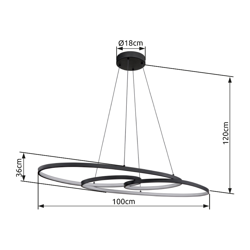 Globo - Lustre LED suspenso em cabo LED/39W/230V 2700/4000/6500K