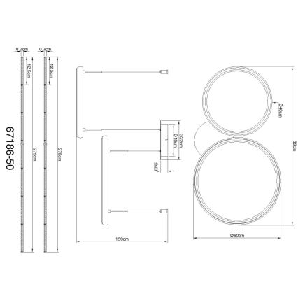 Globo - Candeeiro suspenso LED com regulação LED/50W/230V 2700-6000K preto + comando
