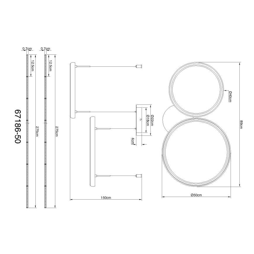 Globo - Candeeiro suspenso LED com regulação LED/50W/230V 2700-6000K preto + comando