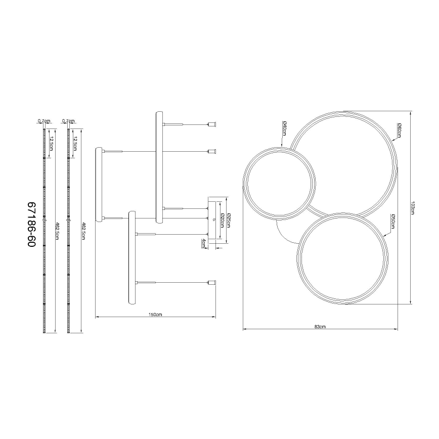 Globo - Candeeiro suspenso LED com regulação LED/55W/230V 2700-6000K preto + comando