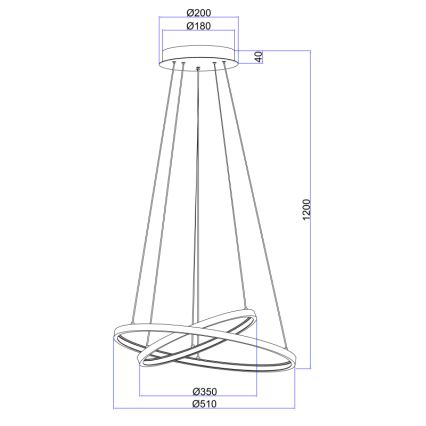 Globo - Candelabro suspenso LED com regulação 2xLED/21W/230V