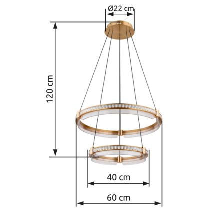 Globo - Candeeiro de cristal suspenso LED regulável  LED/78W/230V 2700K-6000K + comando