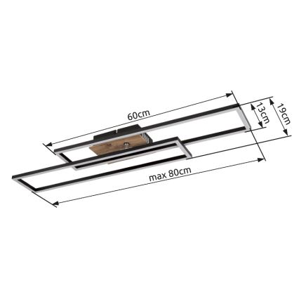 Globo - Iluminação de teto LED LED/30W/230V 3000K 60x80 cm preto