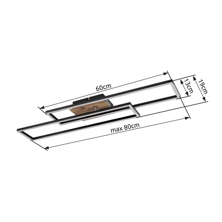 Globo - Iluminação de teto LED LED/30W/230V 3000K 60x80 cm preto