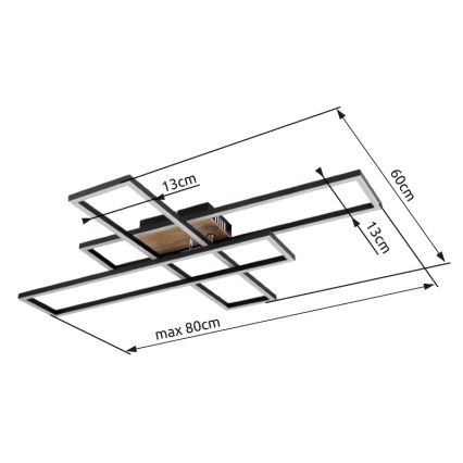 Globo - Iluminação de teto LED LED/40W/230V 3000K 60x80 cm preto
