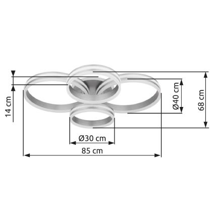 Globo - Luminária de teto LED dimmerizável LED/90W/230V 2700-6000K 68x85 cm + controlo remoto