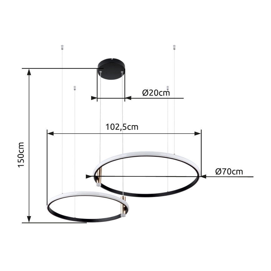 Globo - Candeeiro suspenso LED com regulação LED/55W/230V 2700-6000K preto + comando