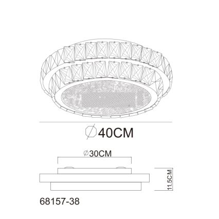 Globo - Luminária de teto LED dimerizável, 38W/230V, 2700-6000K, Ø 40 cm + controlo remoto