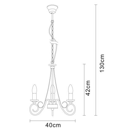 Globo - Candelabro numa corrente 3xE14/40W/230V