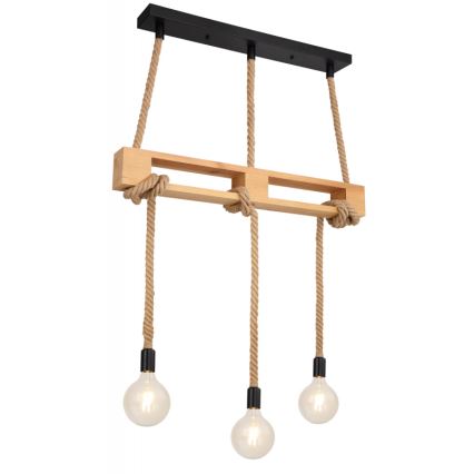 Globo - Candelabro suspenso 3xE27/60W/230V pinho