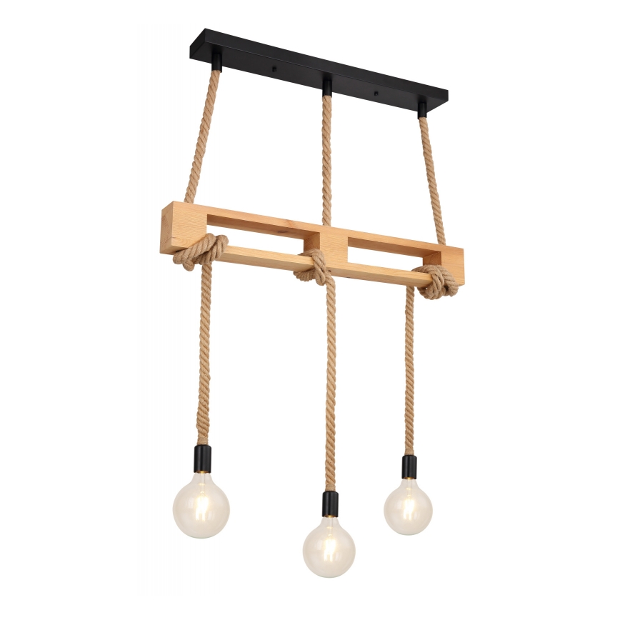 Globo - Candelabro suspenso 3xE27/60W/230V pinho
