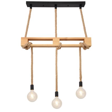 Globo - Candelabro suspenso 3xE27/60W/230V pinho