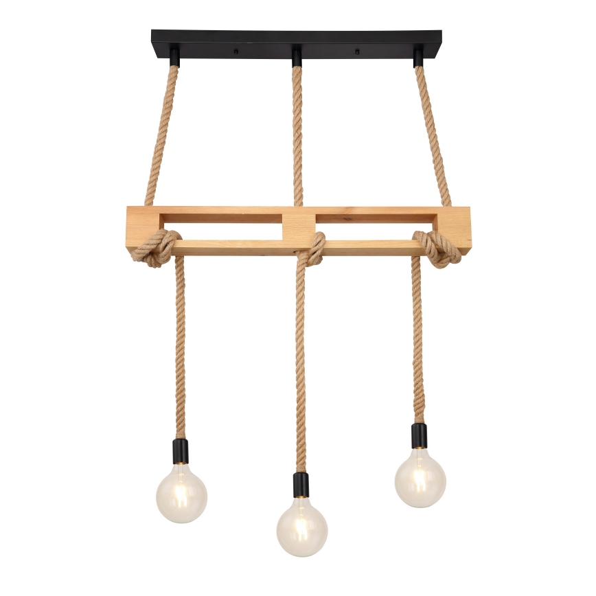 Globo - Candelabro suspenso 3xE27/60W/230V pinho