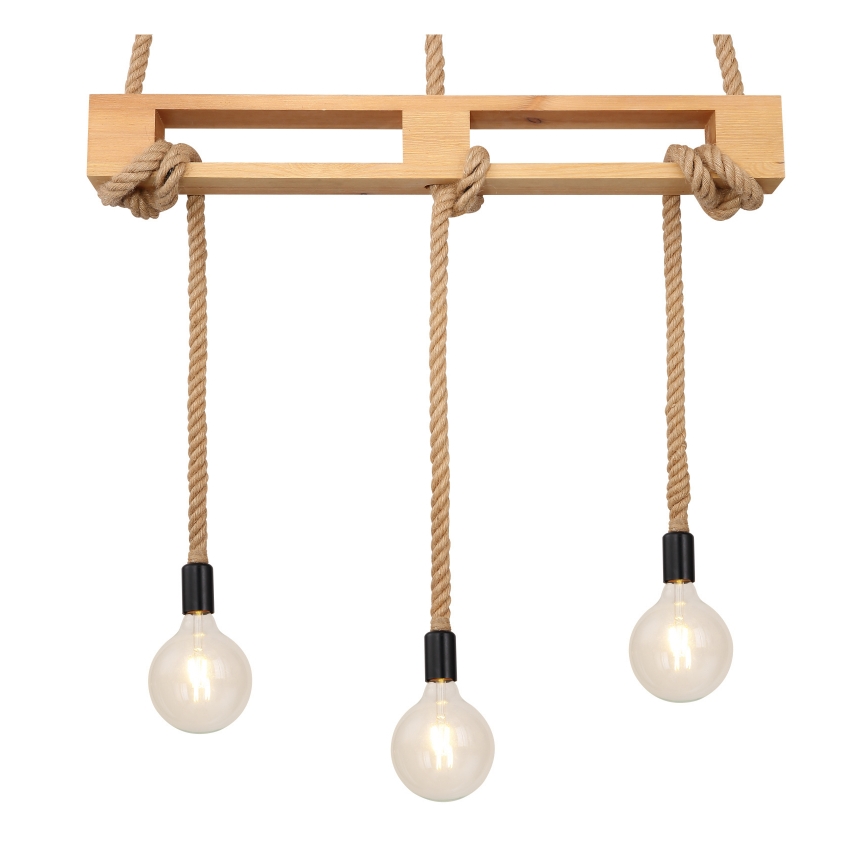 Globo - Candelabro suspenso 3xE27/60W/230V pinho