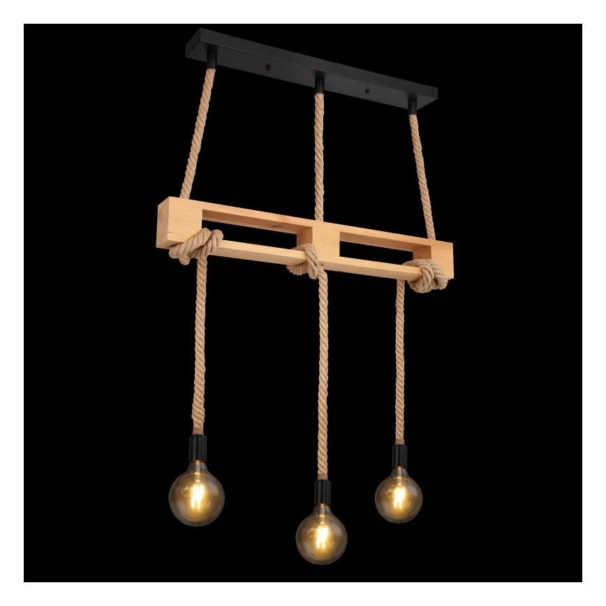Globo - Candelabro suspenso 3xE27/60W/230V pinho
