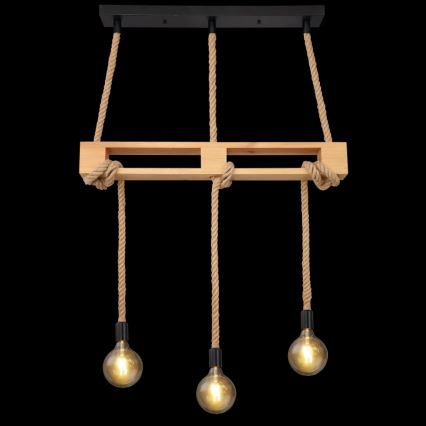 Globo - Candelabro suspenso 3xE27/60W/230V pinho