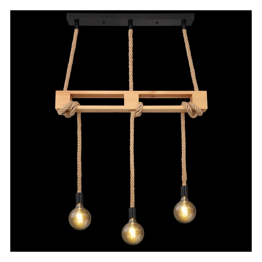 Globo - Candelabro suspenso 3xE27/60W/230V pinho