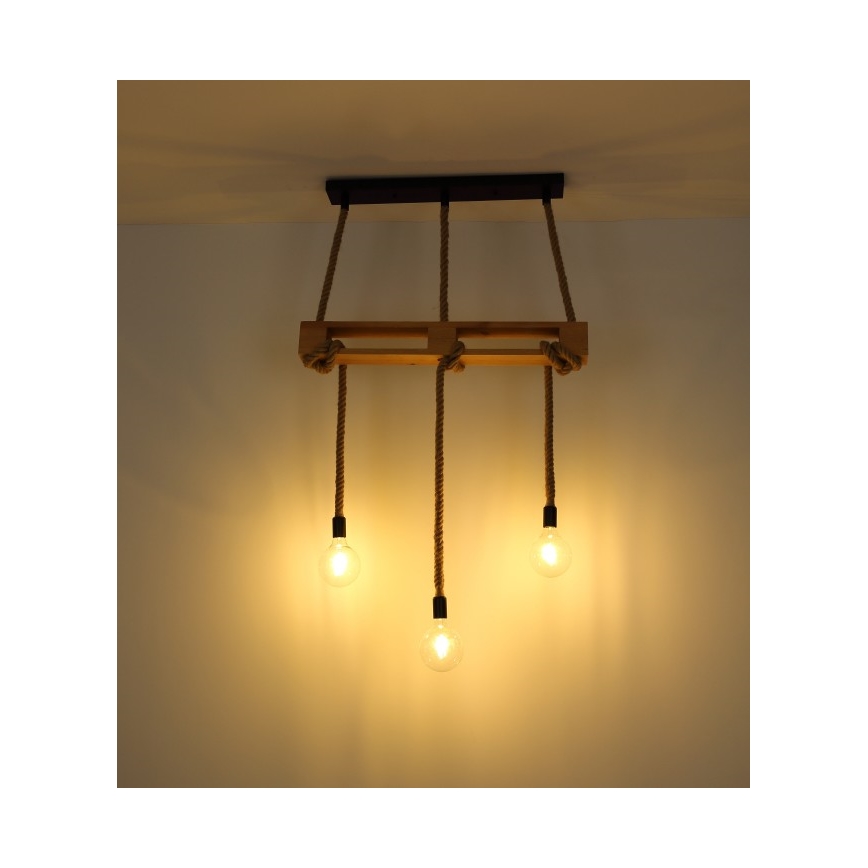 Globo - Candelabro suspenso 3xE27/60W/230V pinho