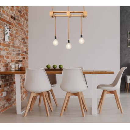 Globo - Candelabro suspenso 3xE27/60W/230V pinho
